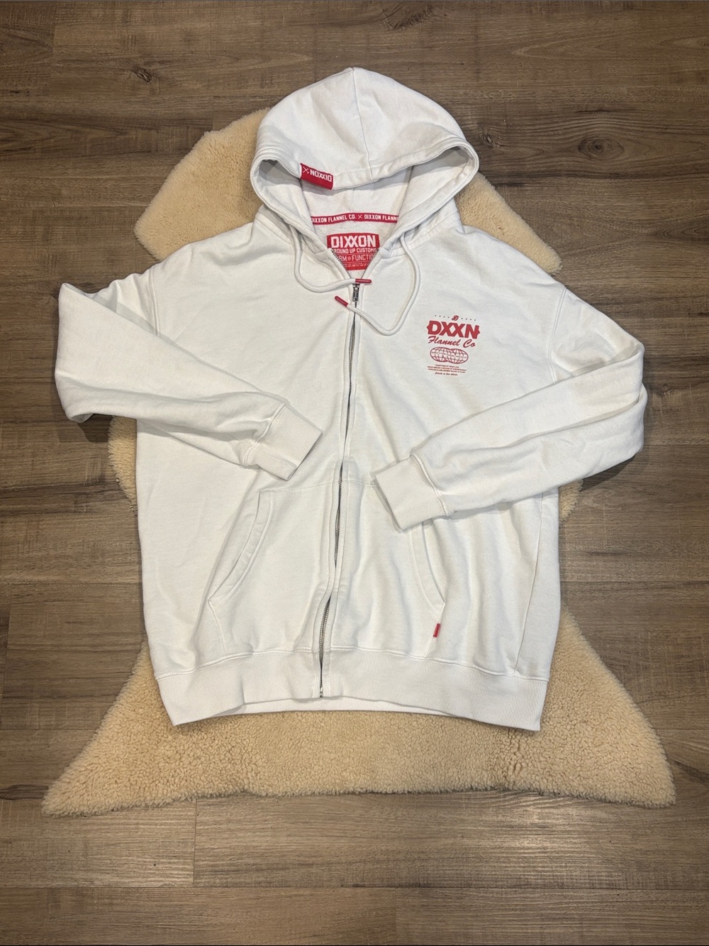 DIXXON RED TECH ZIP UP HOODIE - WHITE